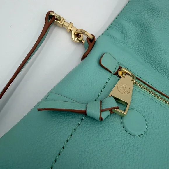 Tory Burch Emerson “Tiffany” turquoise Leather Flap Crossbody - Picture 12 of 13